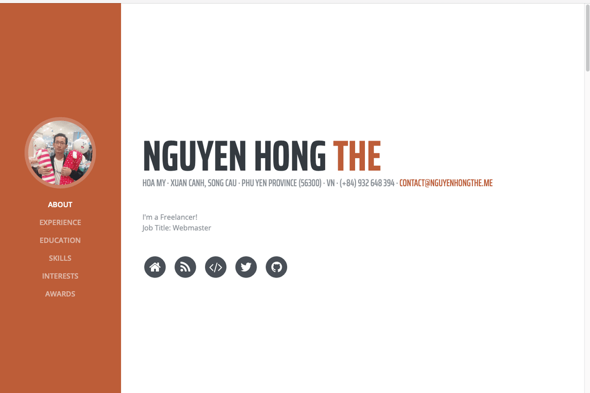 Personal Resume Website of Nguyen Hong The