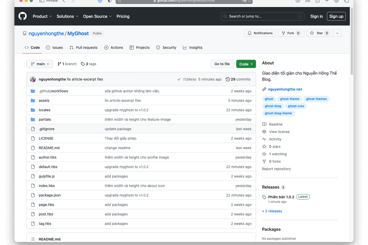 MyGhost Theme for Ghost Blog